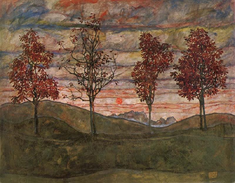 Egon Schiele Four Trees oil painting picture